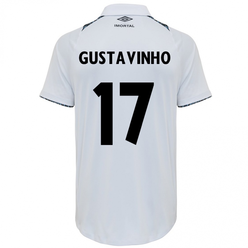 Niño Fútbol Camiseta Gustavinho #17 Blanco Azul 2ª Equipación 2024/25 Argentina