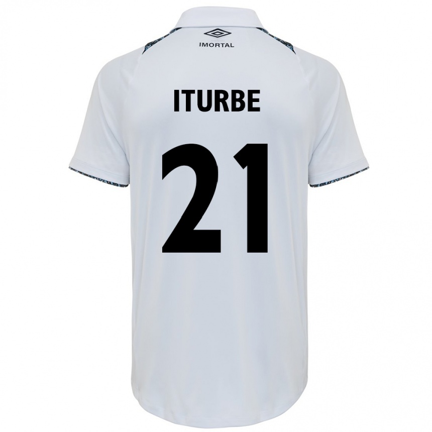 Niño Fútbol Camiseta Juan Iturbe #21 Blanco Azul 2ª Equipación 2024/25 Argentina