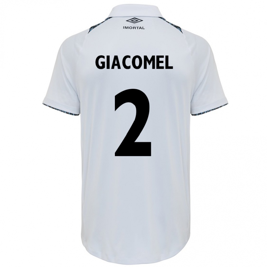 Niño Fútbol Camiseta Laís Giacomel #2 Blanco Azul 2ª Equipación 2024/25 Argentina