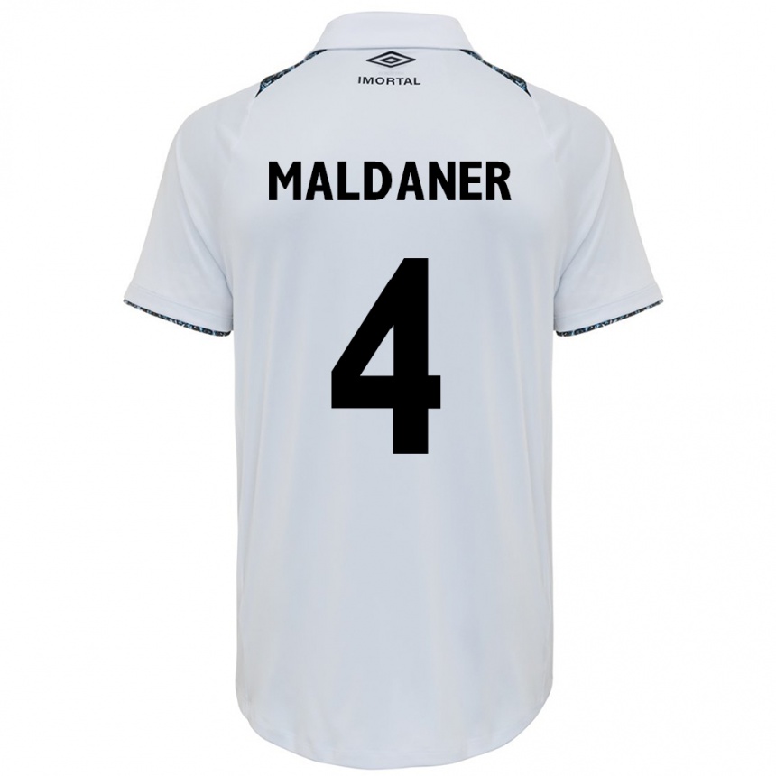 Niño Fútbol Camiseta Pati Maldaner #4 Blanco Azul 2ª Equipación 2024/25 Argentina