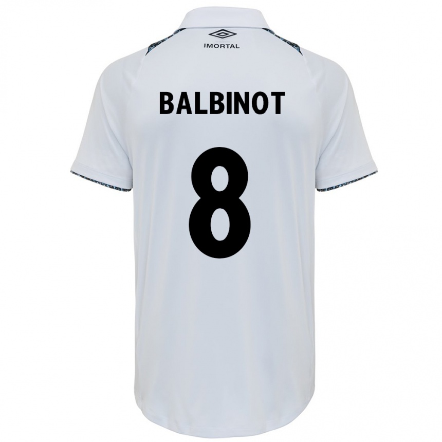 Niño Fútbol Camiseta Manu Balbinot #8 Blanco Azul 2ª Equipación 2024/25 Argentina