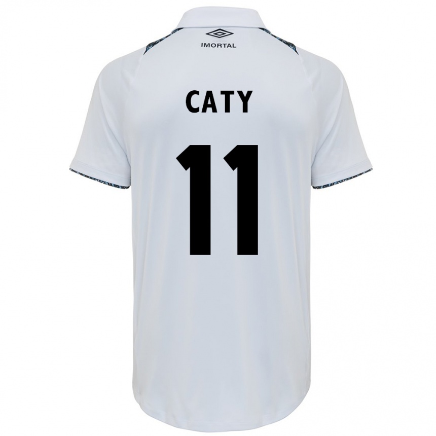 Niño Fútbol Camiseta Caty #11 Blanco Azul 2ª Equipación 2024/25 Argentina