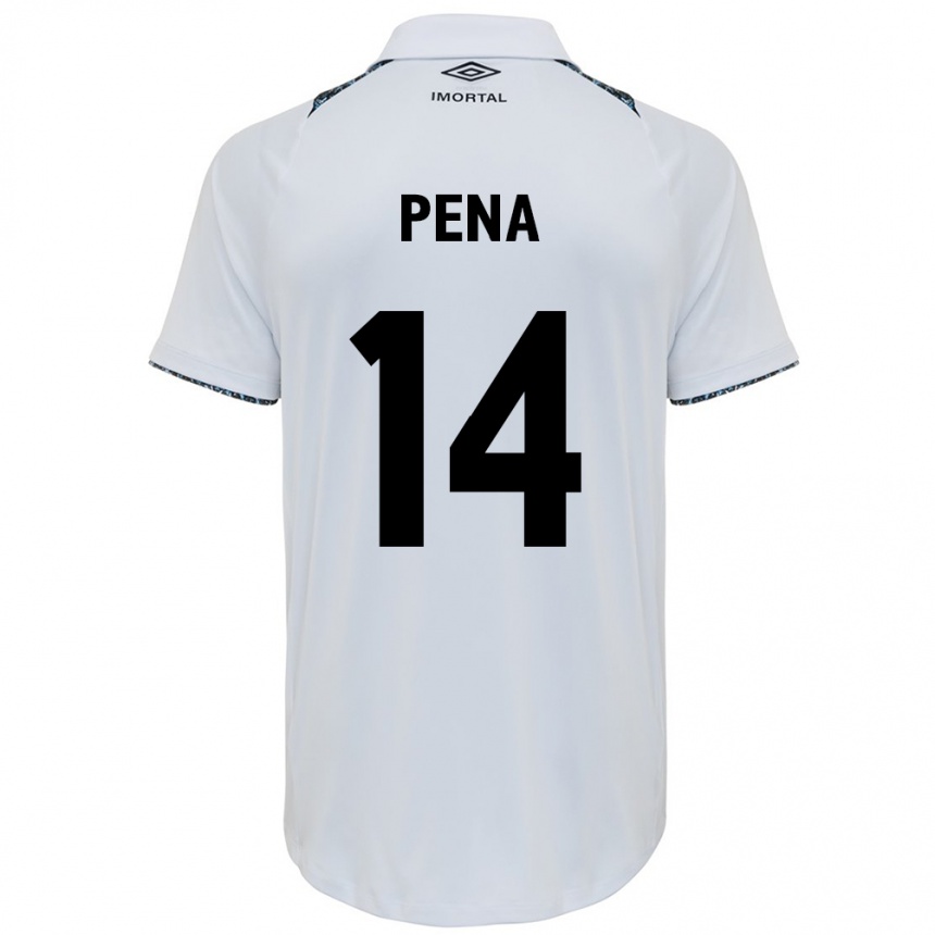 Niño Fútbol Camiseta Jessica Peña #14 Blanco Azul 2ª Equipación 2024/25 Argentina