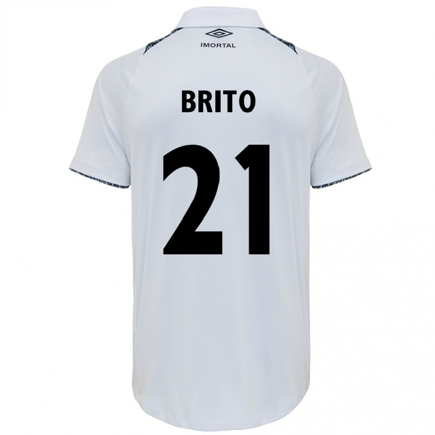 Niño Fútbol Camiseta Brito #21 Blanco Azul 2ª Equipación 2024/25 Argentina