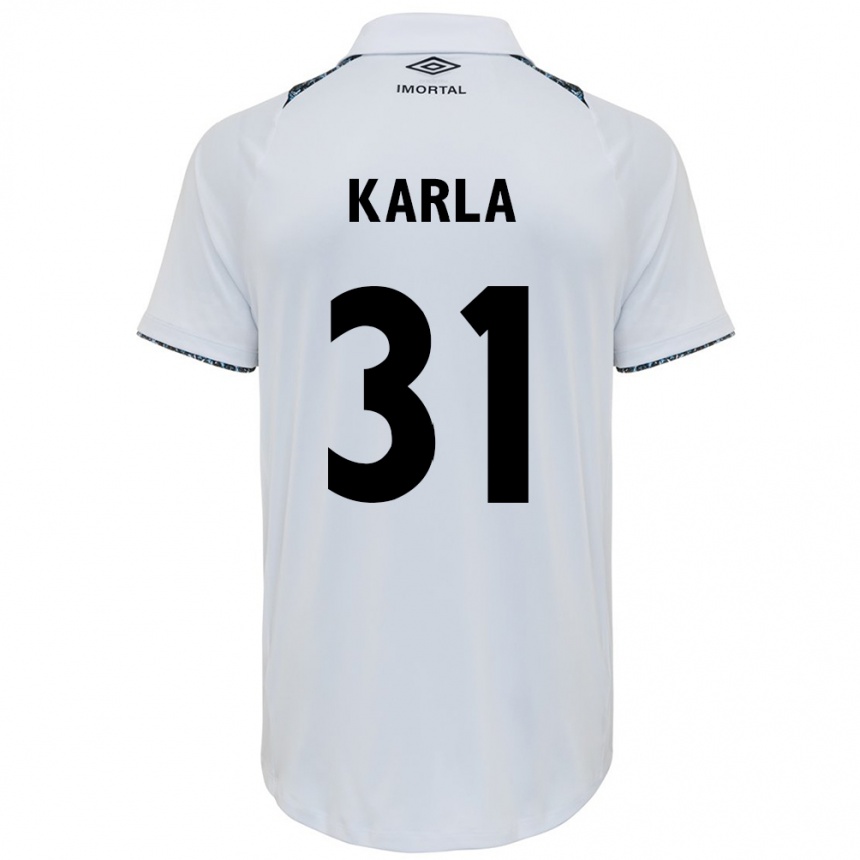 Niño Fútbol Camiseta Emmily Karla #31 Blanco Azul 2ª Equipación 2024/25 Argentina