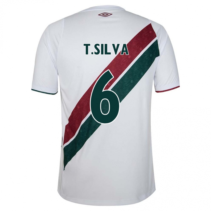 Niño Fútbol Camiseta Thiago Silva #6 Blanco Verde Granate 2ª Equipación 2024/25 Argentina