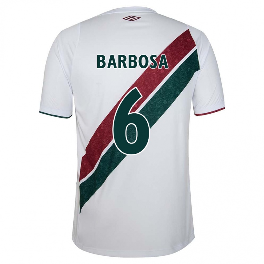 Niño Fútbol Camiseta Diogo Barbosa #6 Blanco Verde Granate 2ª Equipación 2024/25 Argentina