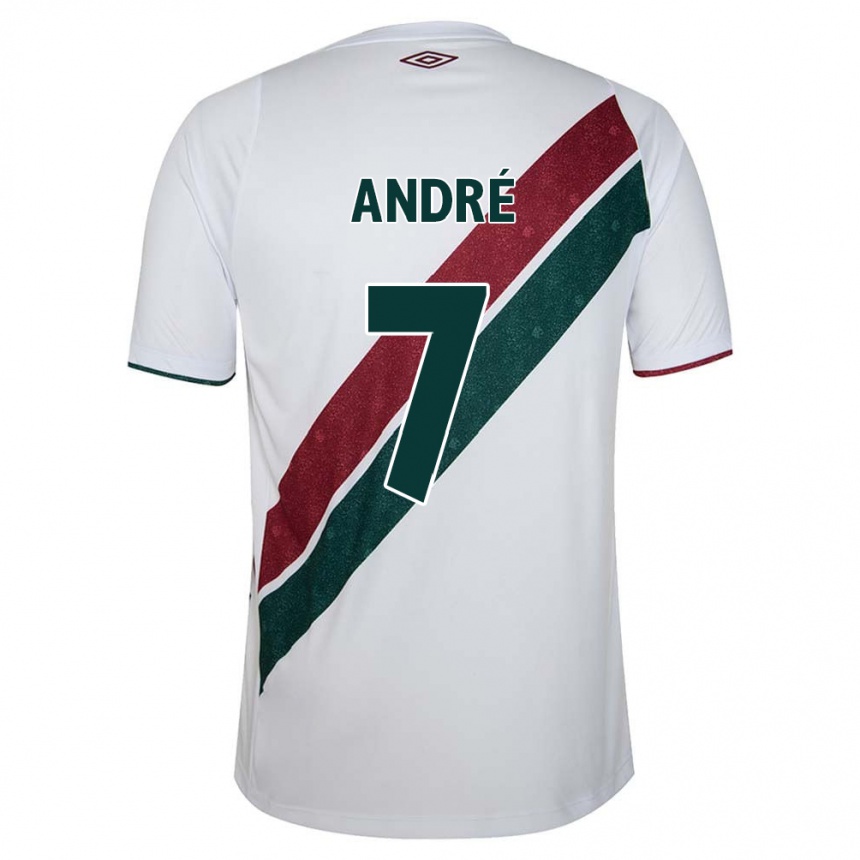 Niño Fútbol Camiseta André #7 Blanco Verde Granate 2ª Equipación 2024/25 Argentina