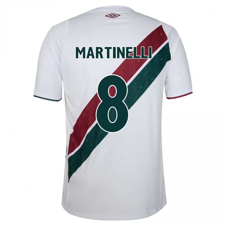 Niño Fútbol Camiseta Martinelli #8 Blanco Verde Granate 2ª Equipación 2024/25 Argentina