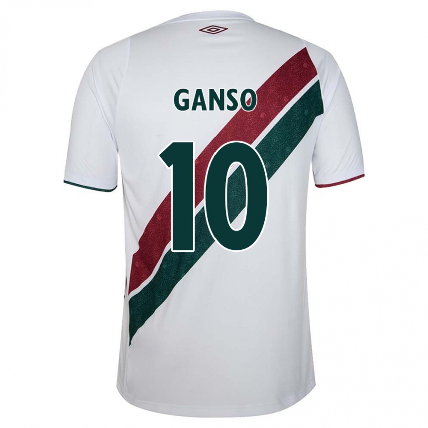 Niño Fútbol Camiseta Ganso #10 Blanco Verde Granate 2ª Equipación 2024/25 Argentina