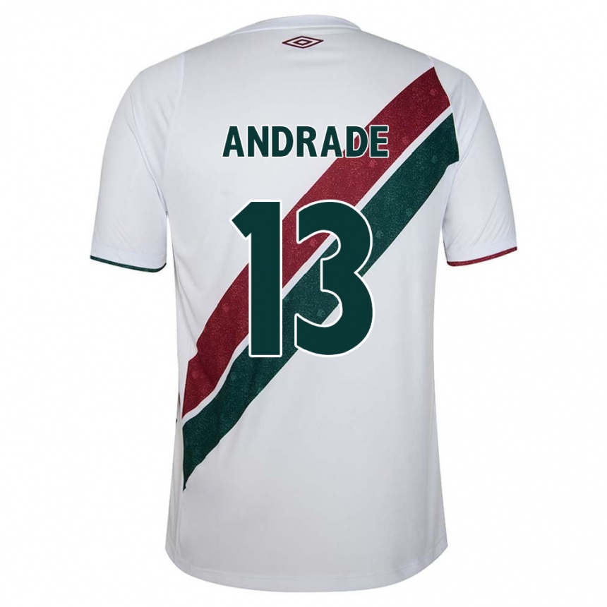 Niño Fútbol Camiseta Felipe Andrade #13 Blanco Verde Granate 2ª Equipación 2024/25 Argentina