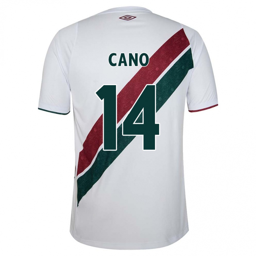 Niño Fútbol Camiseta Germán Cano #14 Blanco Verde Granate 2ª Equipación 2024/25 Argentina