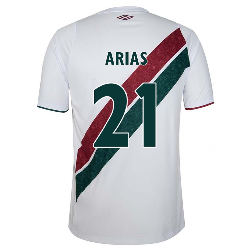 Niño Fútbol Camiseta Jhon Arias #21 Blanco Verde Granate 2ª Equipación 2024/25 Argentina