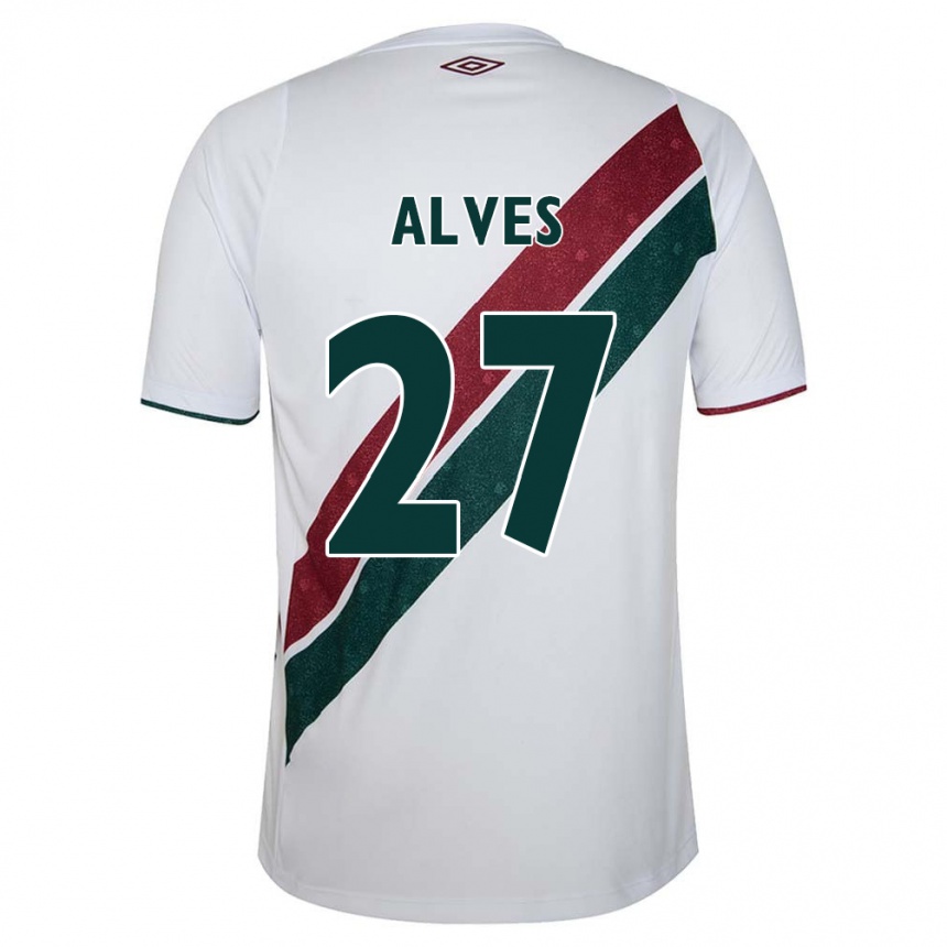 Niño Fútbol Camiseta Felipe Alves #27 Blanco Verde Granate 2ª Equipación 2024/25 Argentina