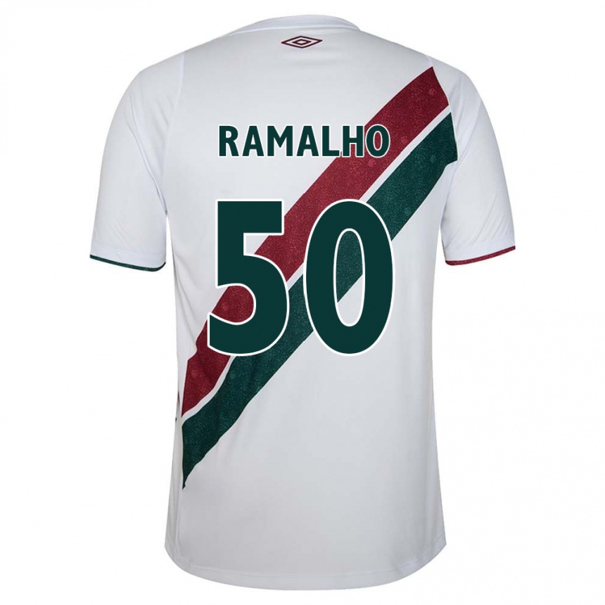 Niño Fútbol Camiseta Gustavo Ramalho #50 Blanco Verde Granate 2ª Equipación 2024/25 Argentina