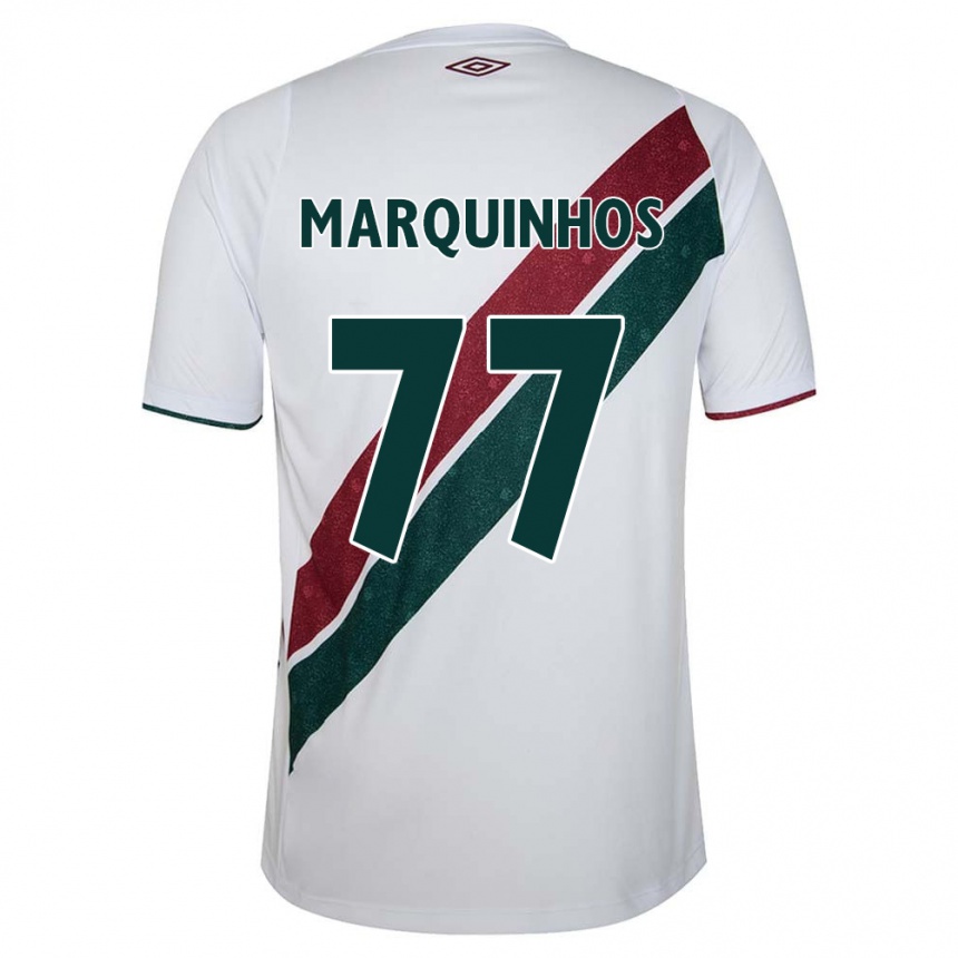 Niño Fútbol Camiseta Marquinhos #77 Blanco Verde Granate 2ª Equipación 2024/25 Argentina