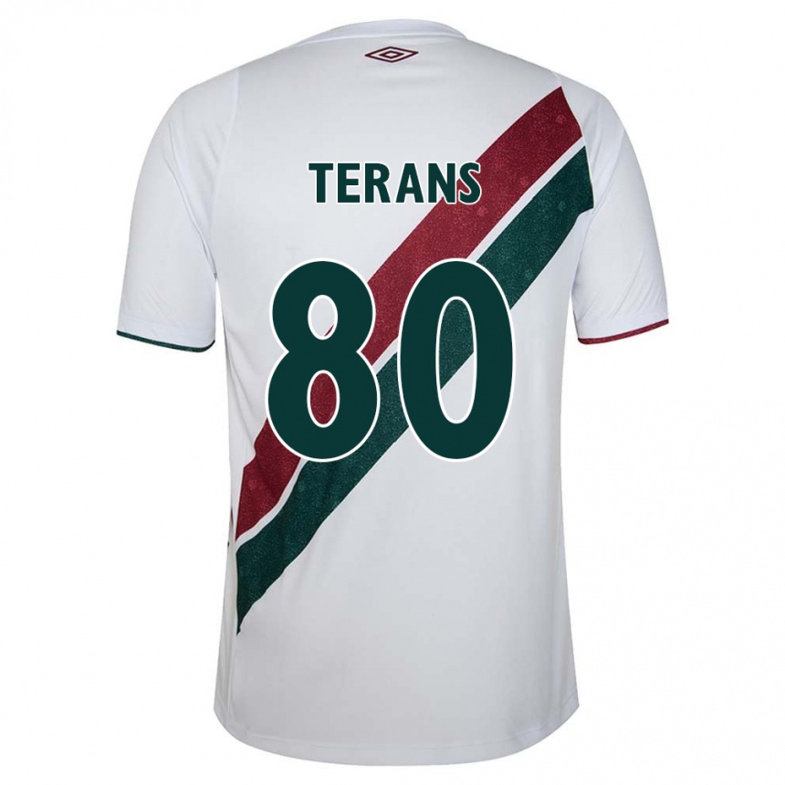 Niño Fútbol Camiseta David Terans #80 Blanco Verde Granate 2ª Equipación 2024/25 Argentina