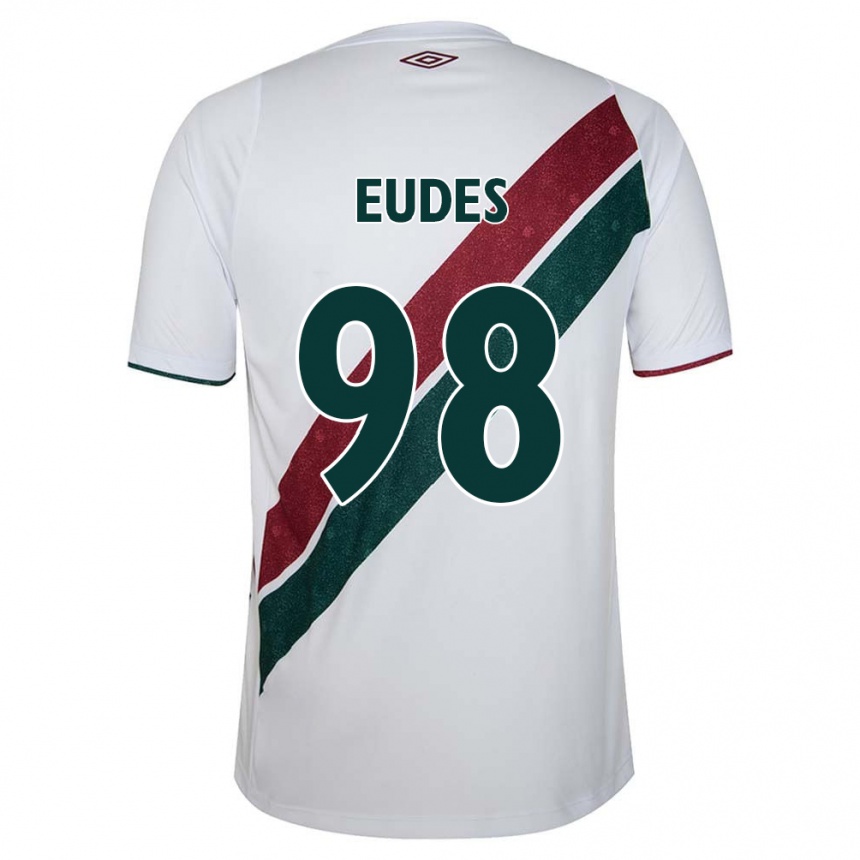 Niño Fútbol Camiseta Vitor Eudes #98 Blanco Verde Granate 2ª Equipación 2024/25 Argentina