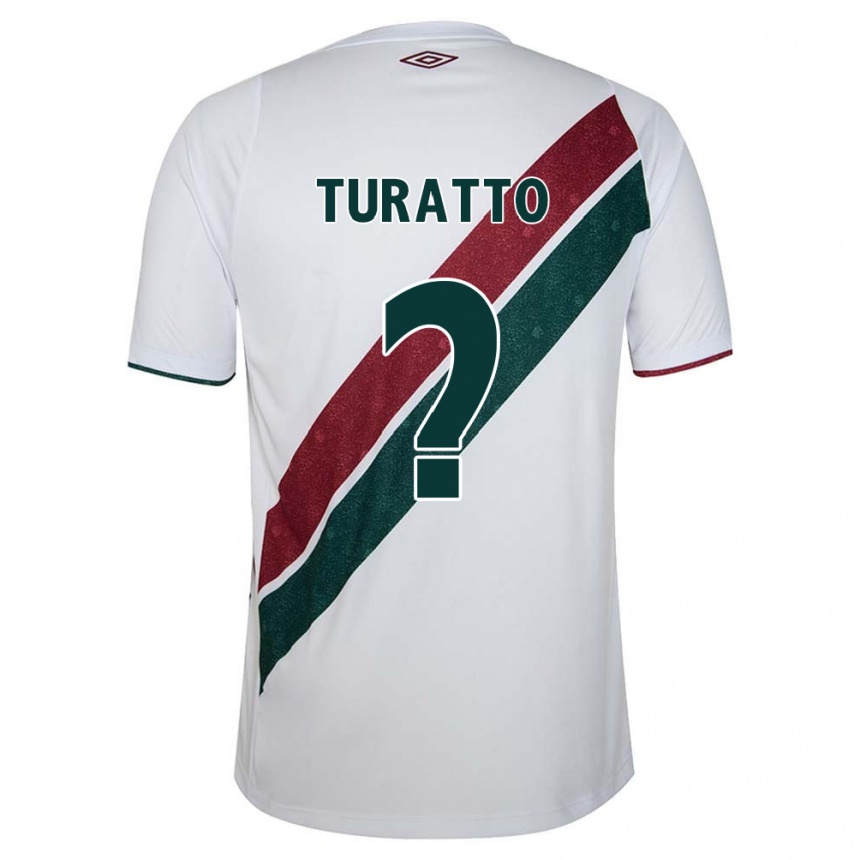 Niño Fútbol Camiseta Luiz Turatto #0 Blanco Verde Granate 2ª Equipación 2024/25 Argentina