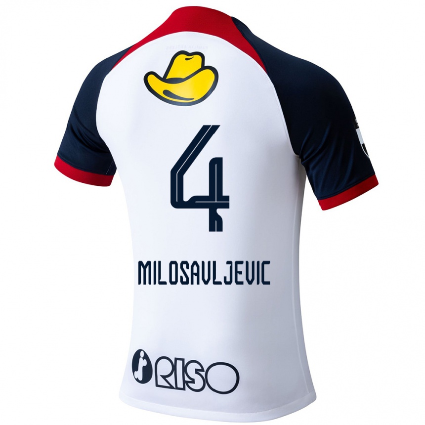 Niño Fútbol Camiseta Radomir Milosavljevic #4 Blanco Azul Rojo 2ª Equipación 2024/25 Argentina