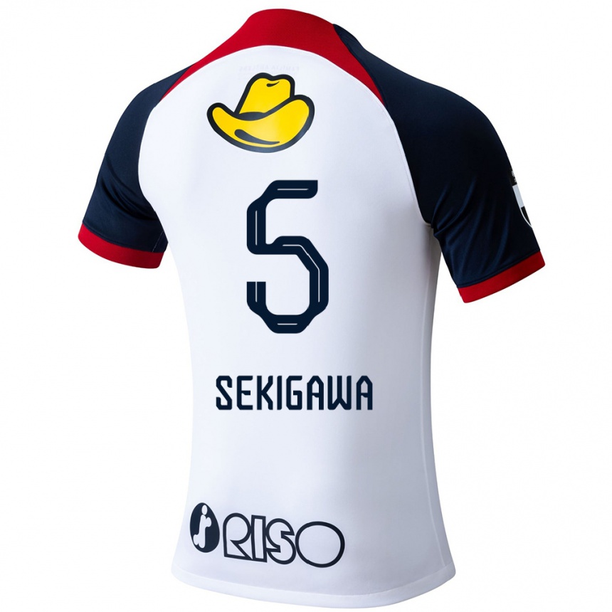 Niño Fútbol Camiseta Ikuma Sekigawa #5 Blanco Azul Rojo 2ª Equipación 2024/25 Argentina