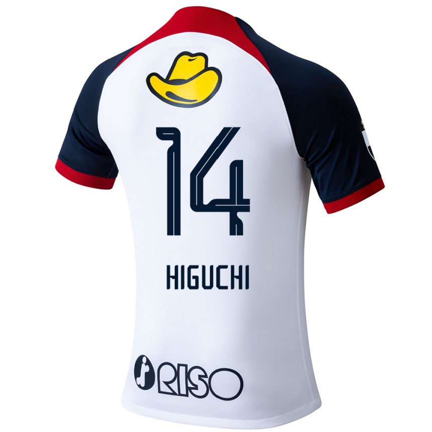 Niño Fútbol Camiseta Yuta Higuchi #14 Blanco Azul Rojo 2ª Equipación 2024/25 Argentina