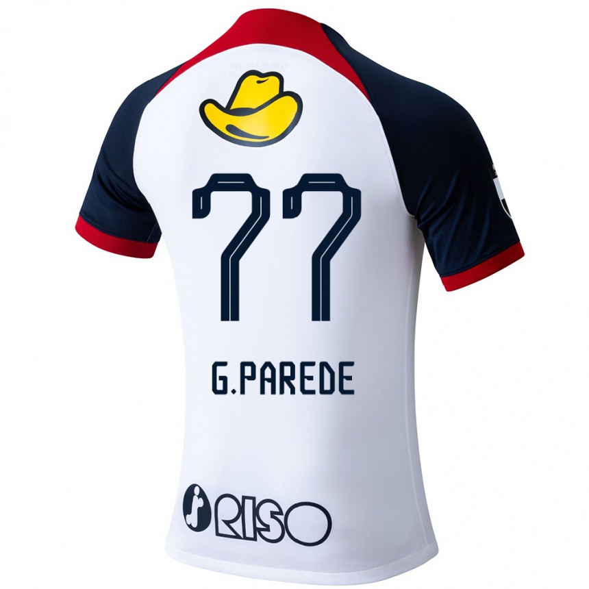 Niño Fútbol Camiseta Guilherme Parede #77 Blanco Azul Rojo 2ª Equipación 2024/25 Argentina