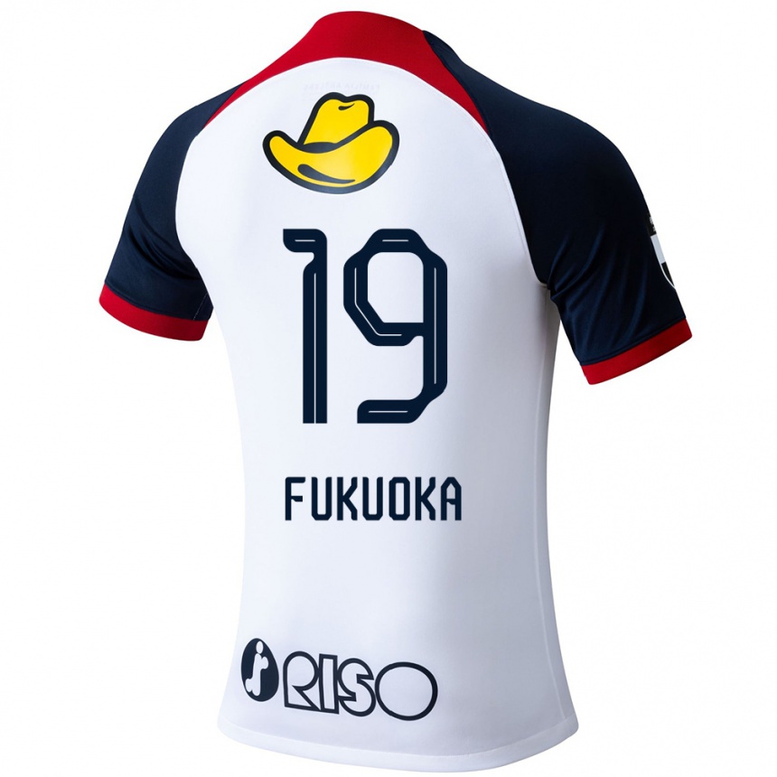 Niño Fútbol Camiseta Yuwa Fukuoka #19 Blanco Azul Rojo 2ª Equipación 2024/25 Argentina