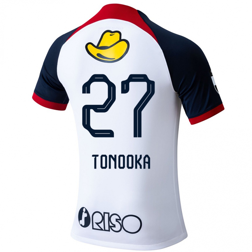 Niño Fútbol Camiseta Ryota Tonooka #27 Blanco Azul Rojo 2ª Equipación 2024/25 Argentina