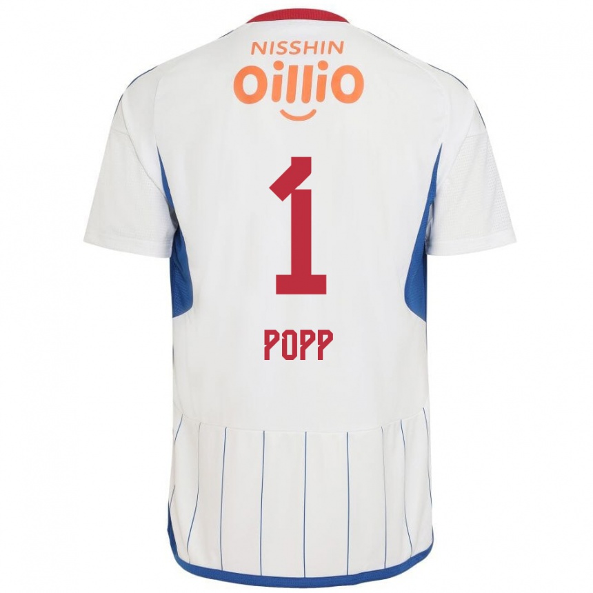 Niño Fútbol Camiseta William Popp #1 Blanco Azul Rojo 2ª Equipación 2024/25 Argentina