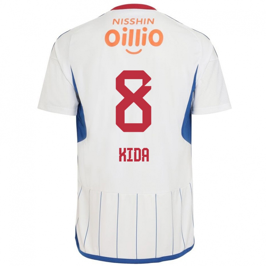 Niño Fútbol Camiseta Takuya Kida #8 Blanco Azul Rojo 2ª Equipación 2024/25 Argentina