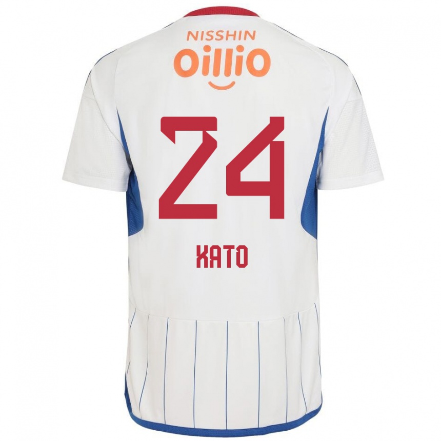 Niño Fútbol Camiseta Hijiri Kato #24 Blanco Azul Rojo 2ª Equipación 2024/25 Argentina