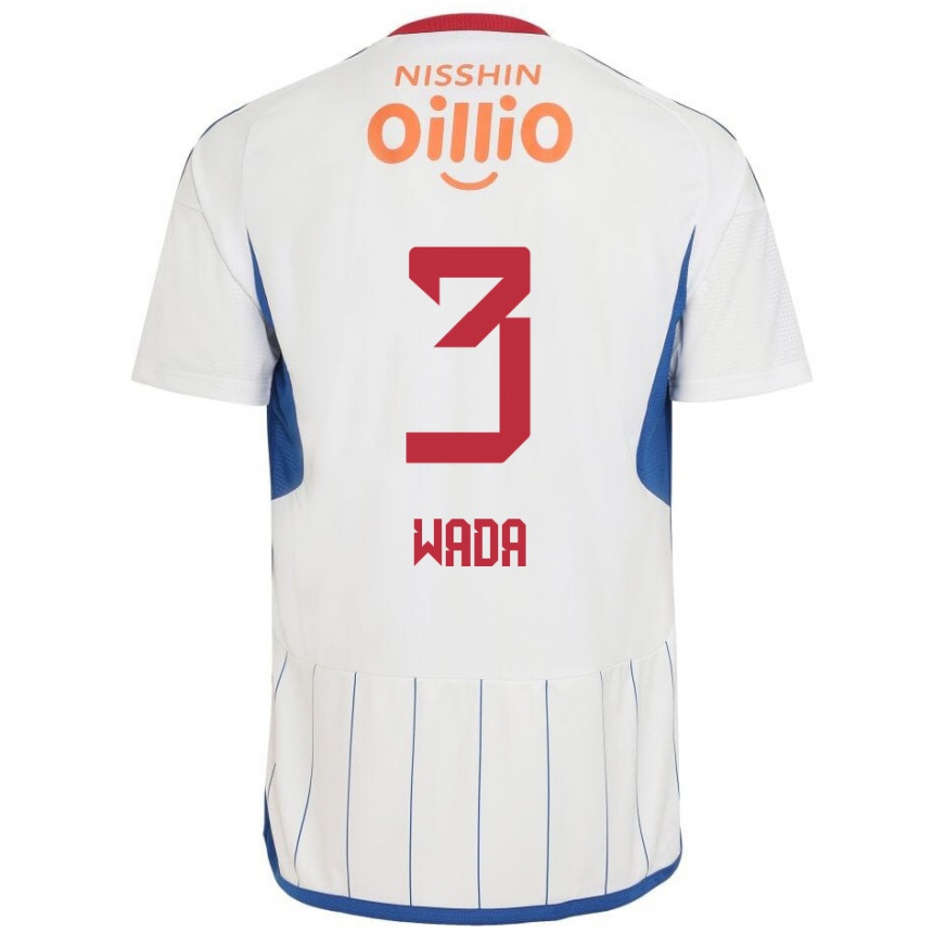 Niño Fútbol Camiseta Yusei Wada #3 Blanco Azul Rojo 2ª Equipación 2024/25 Argentina