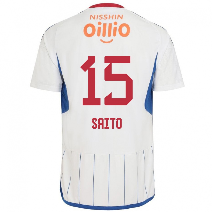 Niño Fútbol Camiseta Haru Saito #15 Blanco Azul Rojo 2ª Equipación 2024/25 Argentina