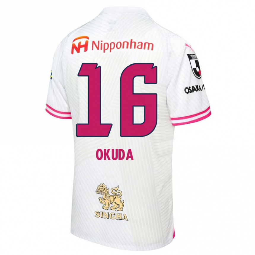 Niño Fútbol Camiseta Hayato Okuda #16 Blanco Rosa 2ª Equipación 2024/25 Argentina