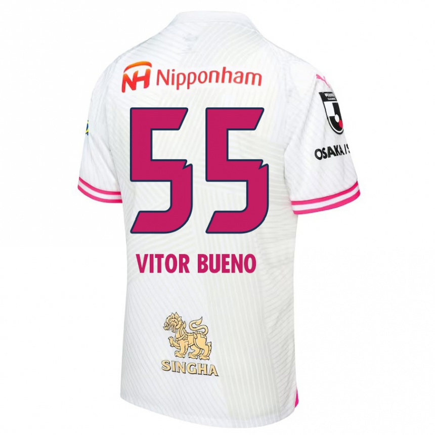 Niño Fútbol Camiseta Vitor Bueno #55 Blanco Rosa 2ª Equipación 2024/25 Argentina