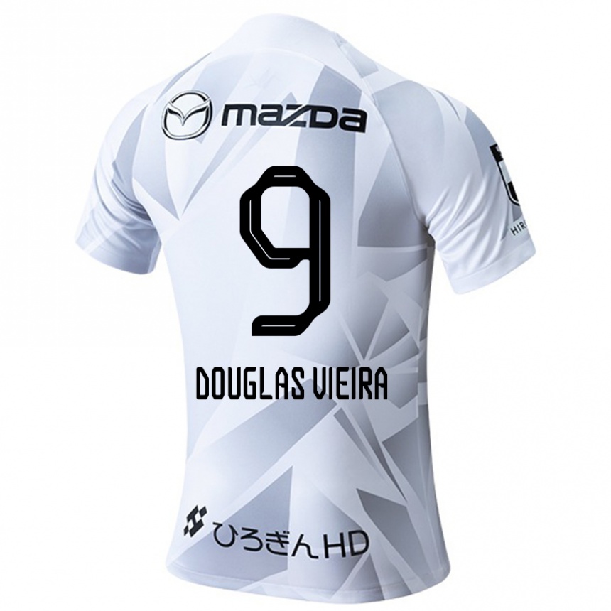 Niño Fútbol Camiseta Douglas Vieira #9 Blanco Gris Negro 2ª Equipación 2024/25 Argentina