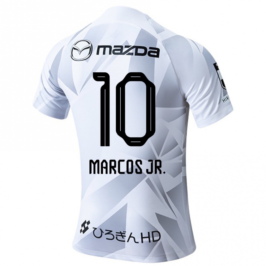 Niño Fútbol Camiseta Marcos Júnior #10 Blanco Gris Negro 2ª Equipación 2024/25 Argentina