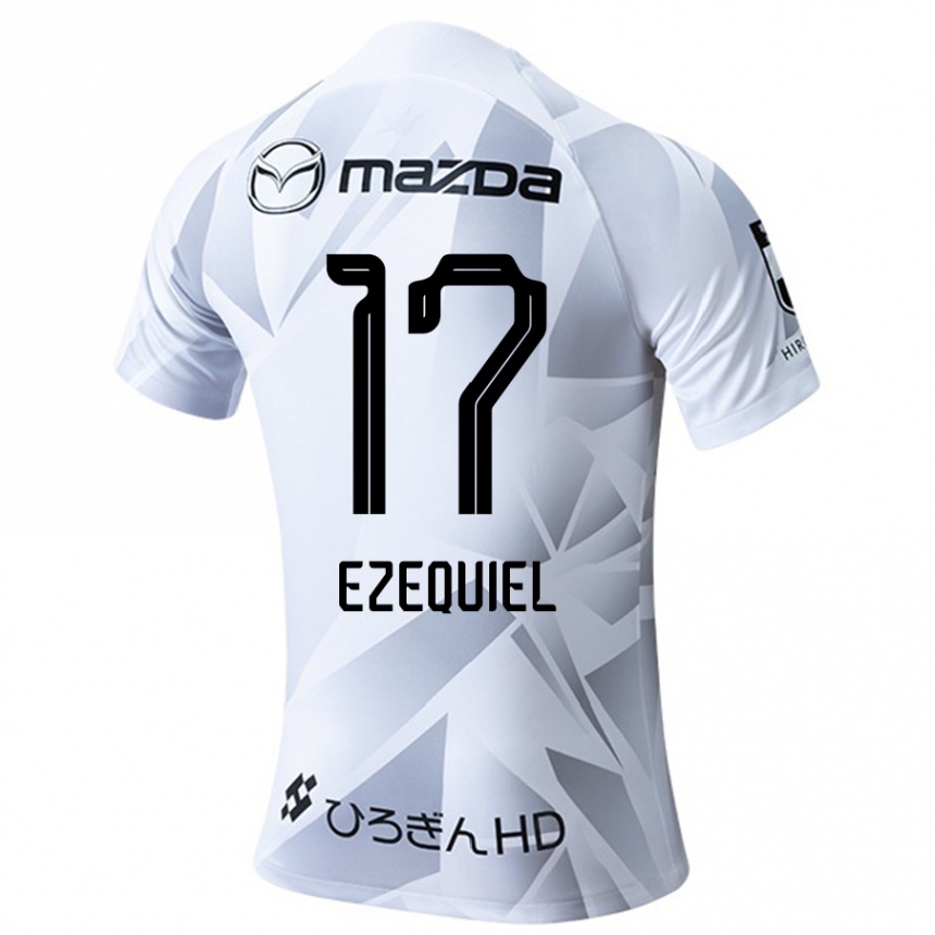 Niño Fútbol Camiseta Ezequiel #17 Blanco Gris Negro 2ª Equipación 2024/25 Argentina