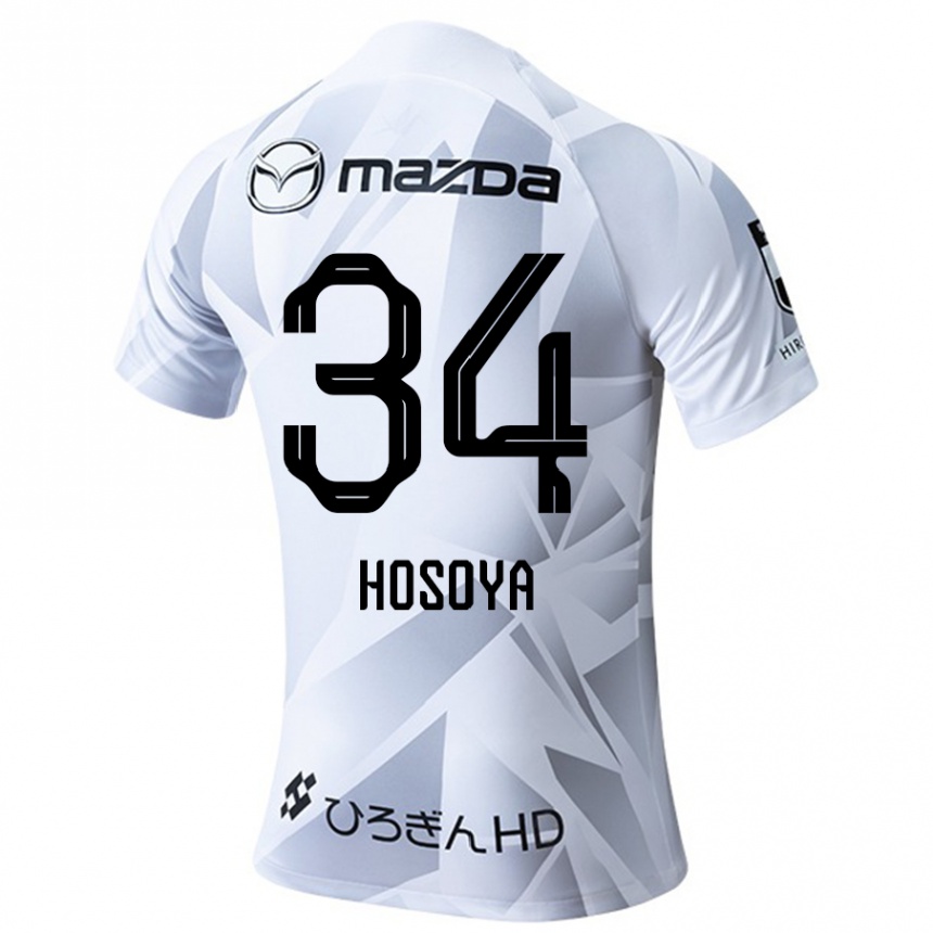 Niño Fútbol Camiseta Kohei Hosoya #34 Blanco Gris Negro 2ª Equipación 2024/25 Argentina