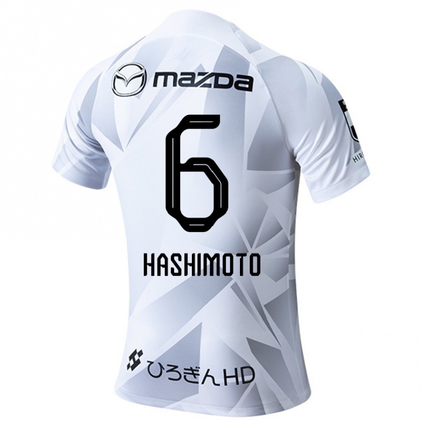 Niño Fútbol Camiseta Hinata Hashimoto #6 Blanco Gris Negro 2ª Equipación 2024/25 Argentina