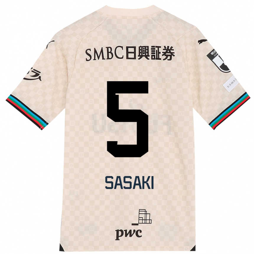 Niño Fútbol Camiseta Asahi Sasaki #5 Blanco Gris 2ª Equipación 2024/25 Argentina