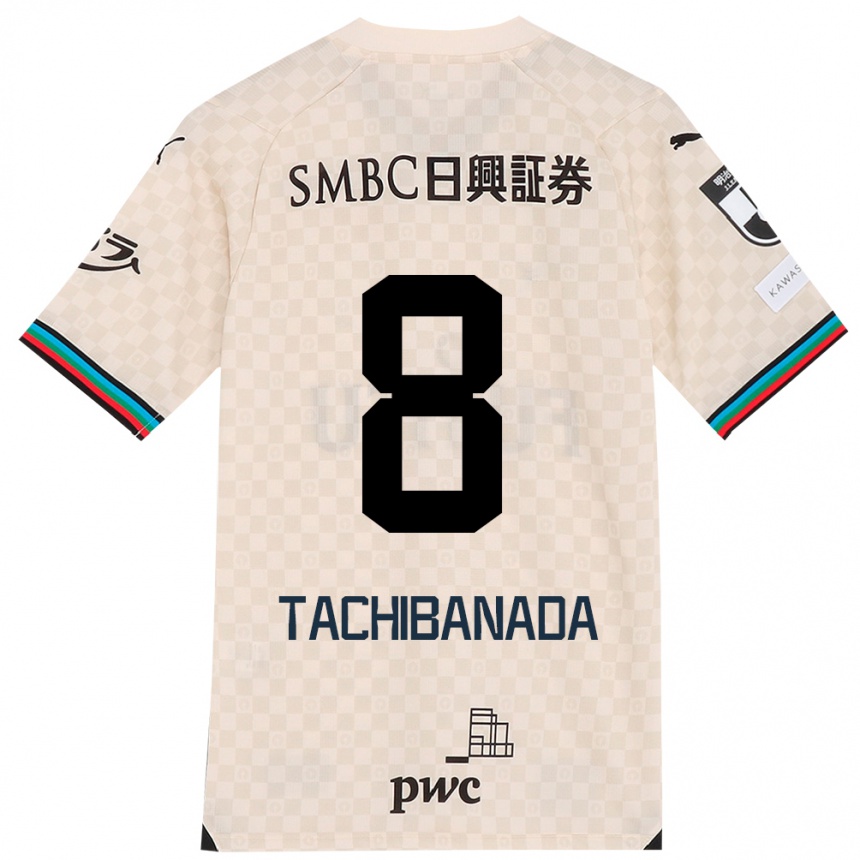 Niño Fútbol Camiseta Kento Tachibanada #8 Blanco Gris 2ª Equipación 2024/25 Argentina