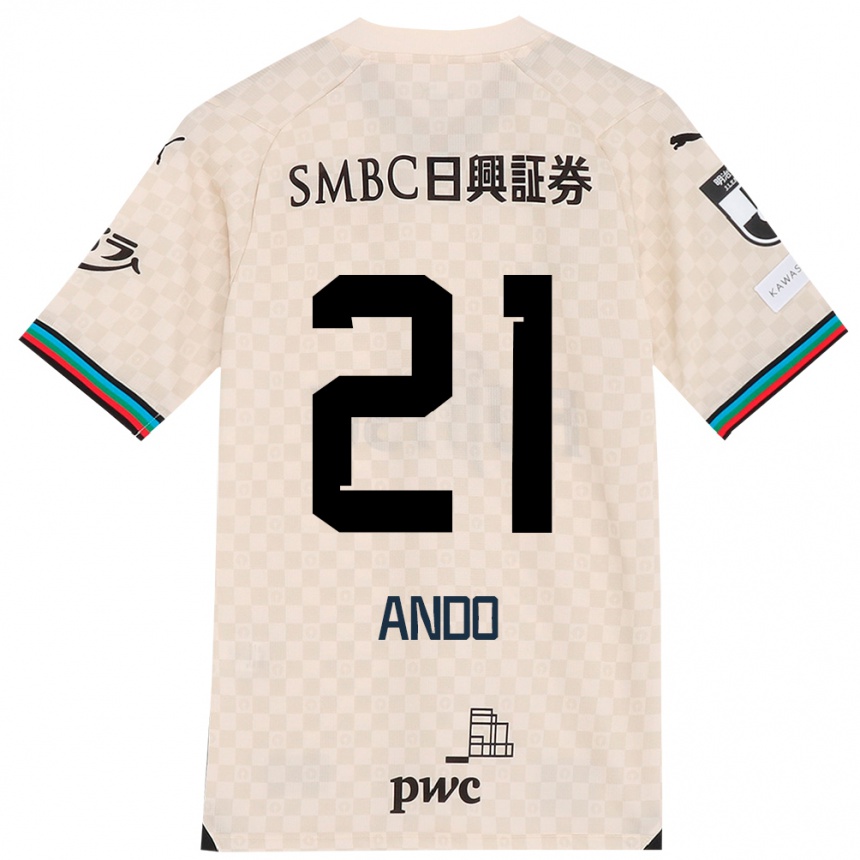 Niño Fútbol Camiseta Shunsuke Ando #21 Blanco Gris 2ª Equipación 2024/25 Argentina