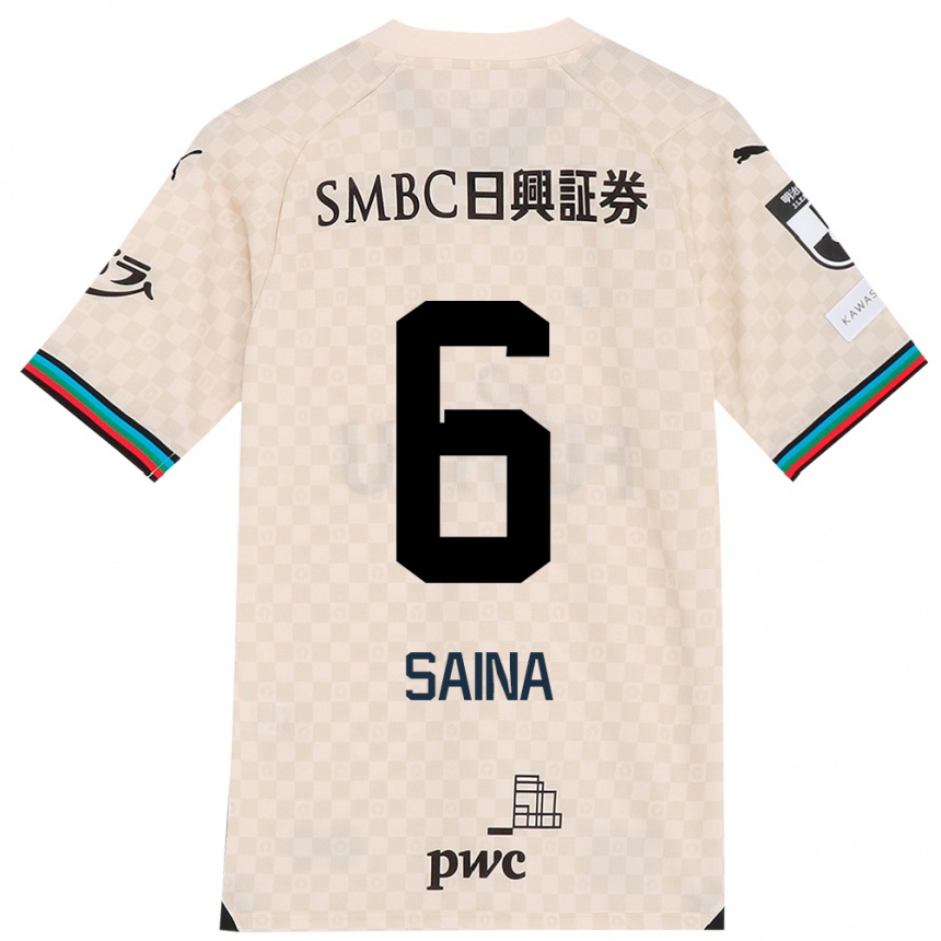 Niño Fútbol Camiseta Yuta Saina #6 Blanco Gris 2ª Equipación 2024/25 Argentina