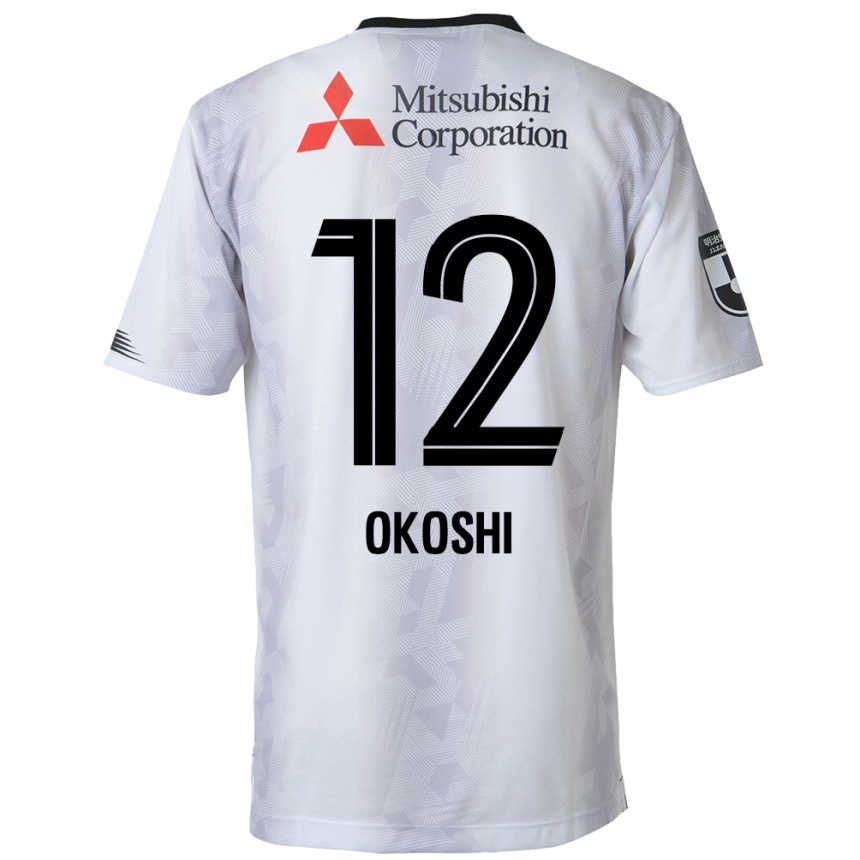 Niño Fútbol Camiseta Yutaha Okoshi #12 Blanco Negro 2ª Equipación 2024/25 Argentina