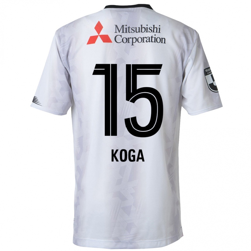 Niño Fútbol Camiseta Shun Koga #15 Blanco Negro 2ª Equipación 2024/25 Argentina