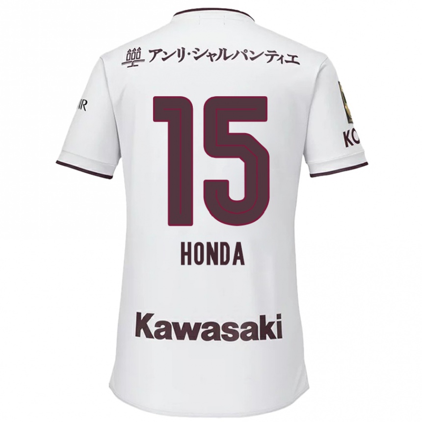 Niño Fútbol Camiseta Yuki Honda #15 Blanco Rojo 2ª Equipación 2024/25 Argentina