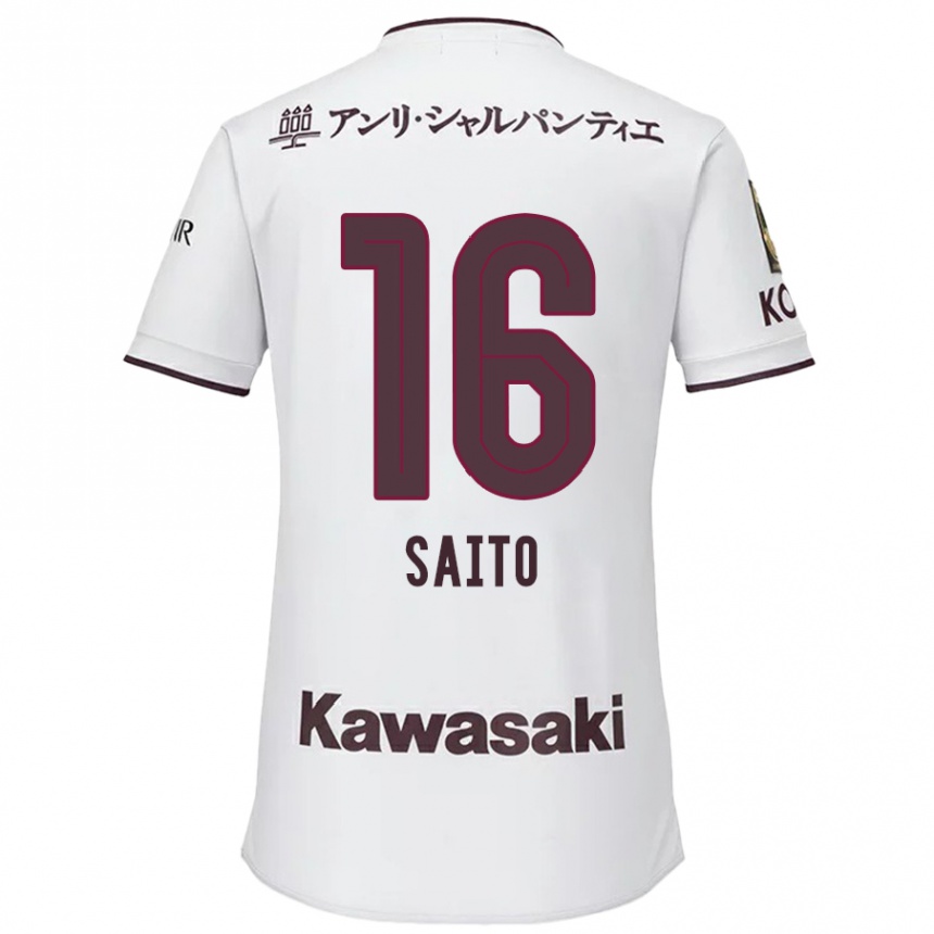 Niño Fútbol Camiseta Mitsuki Saito #16 Blanco Rojo 2ª Equipación 2024/25 Argentina