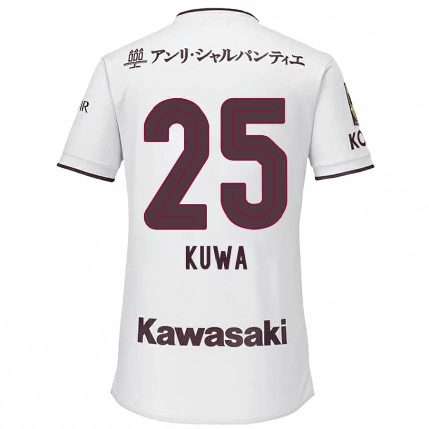 Niño Fútbol Camiseta Yuya Kuwasaki #25 Blanco Rojo 2ª Equipación 2024/25 Argentina